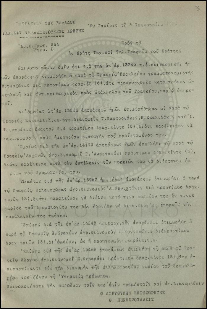 Εγκύκλιος για πειθαρχικές αποφάσεις επιβολής προστίμου